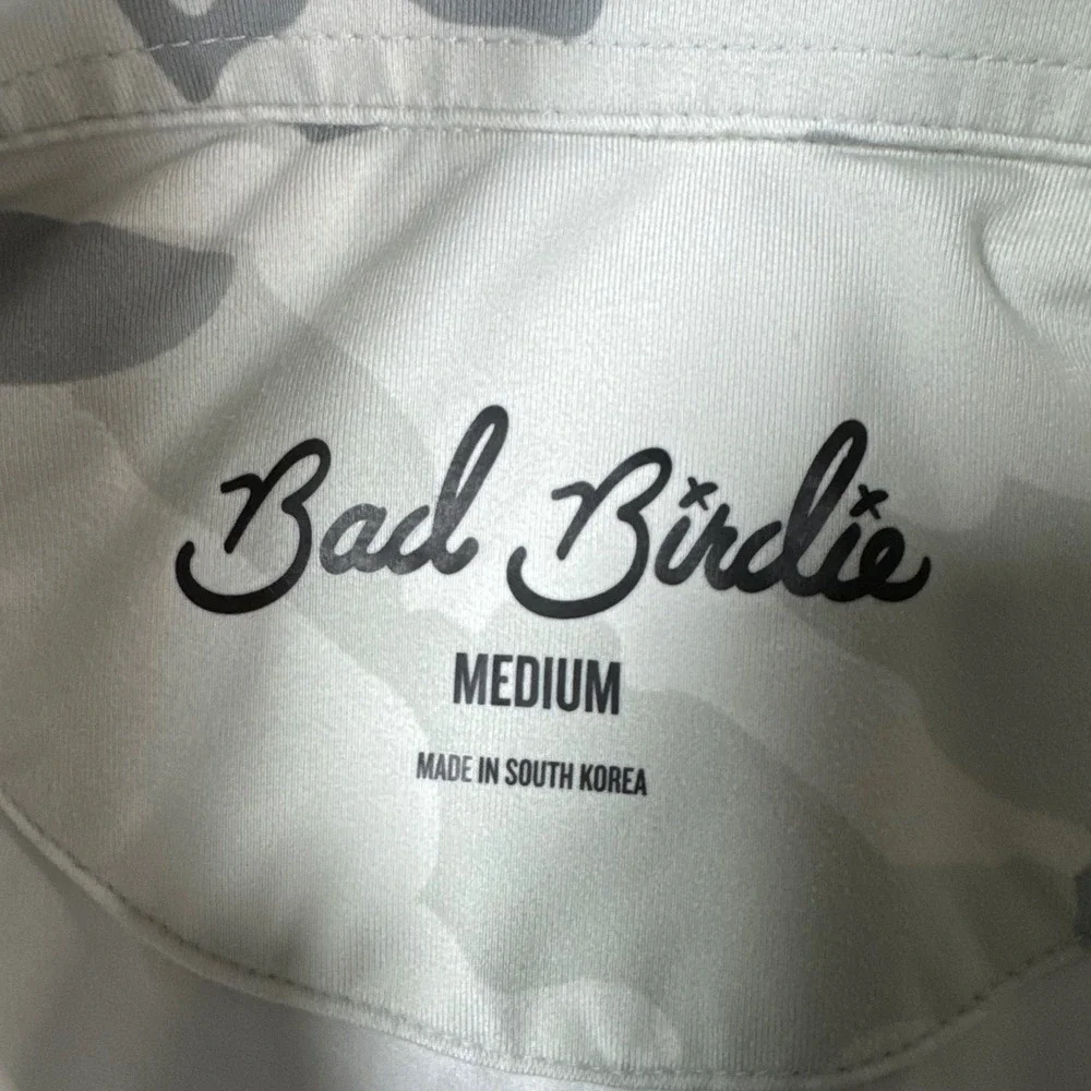 Bad Birdie Quarter Zip Golf Pullover Mens M Camo Grey White Activewear